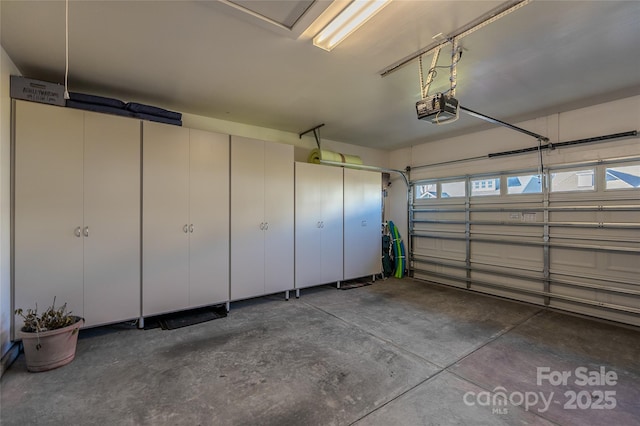 garage with a garage door opener