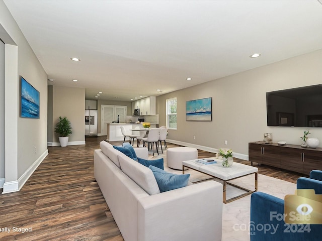 living room with wood-type flooring