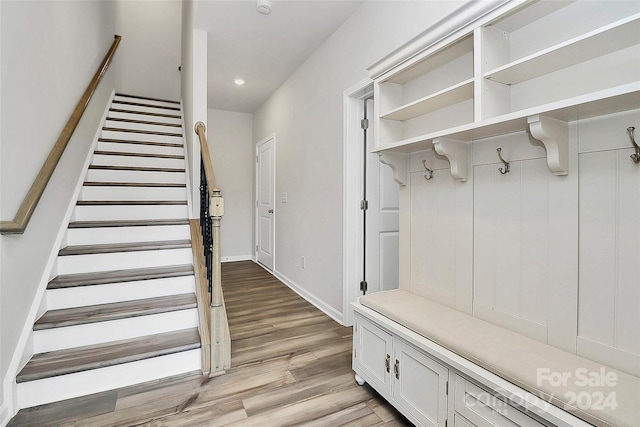 mudroom with light wood-type flooring