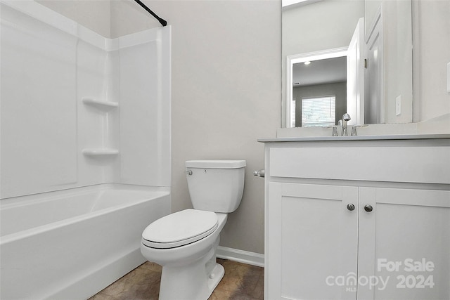 full bathroom featuring vanity, shower / bathtub combination, and toilet