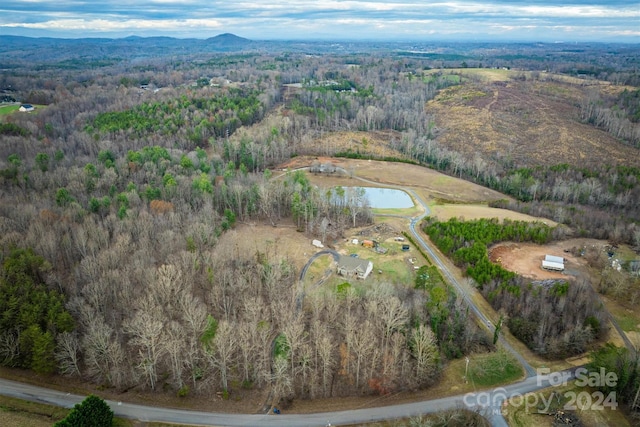 birds eye view of property featuring a water and mountain view