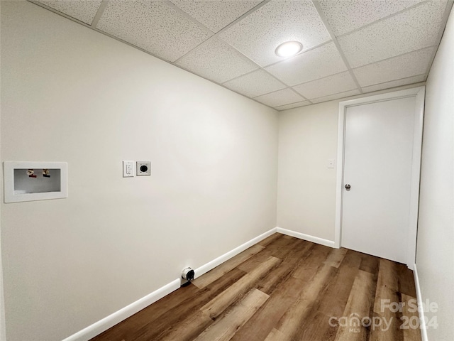 laundry area featuring hookup for an electric dryer, washer hookup, and hardwood / wood-style flooring