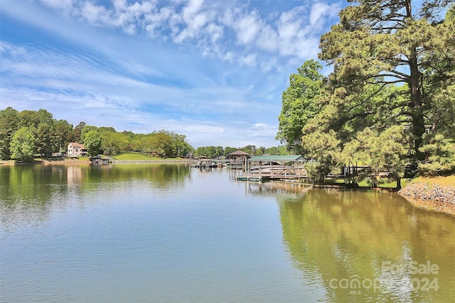 property view of water with a boat dock