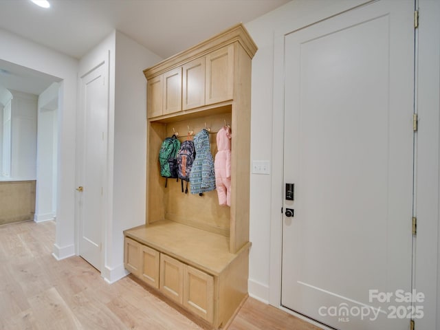 mudroom with light wood-type flooring