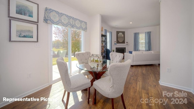 dining room with hardwood / wood-style floors and plenty of natural light