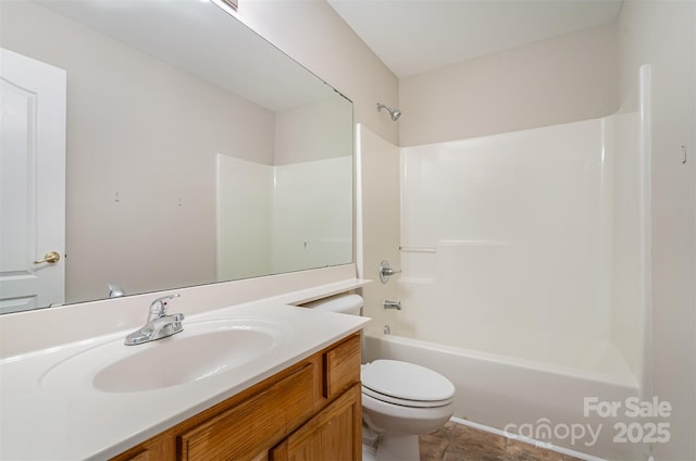 full bathroom featuring vanity, toilet, and shower / bath combination