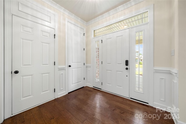 foyer with dark wood-type flooring