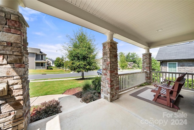 view of patio featuring covered porch