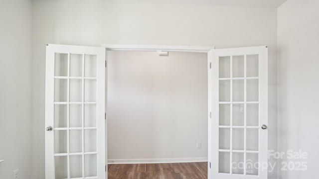 walk in closet featuring dark wood-style floors