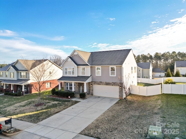 view of front facade featuring a garage and a front lawn