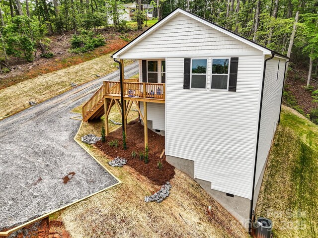430 Hague Dr, Columbus, NC 28722 - view of front of property with crawl space, stairs, and a deck