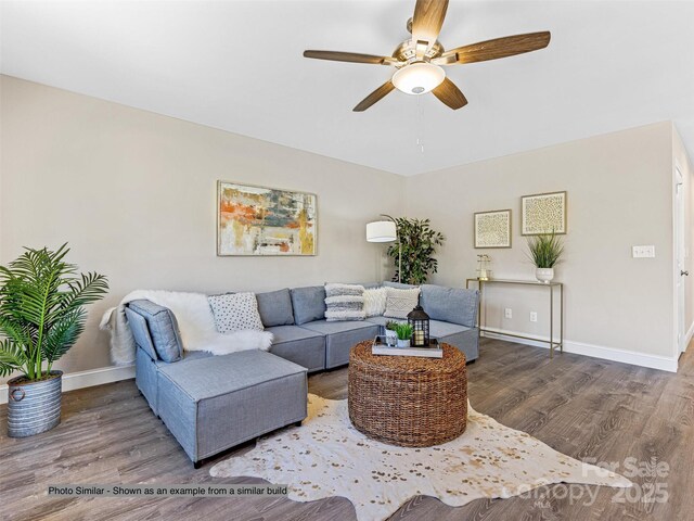 430 Hague Dr, Columbus, NC 28722 - living room with wood finished floors, ceiling fan, and baseboards