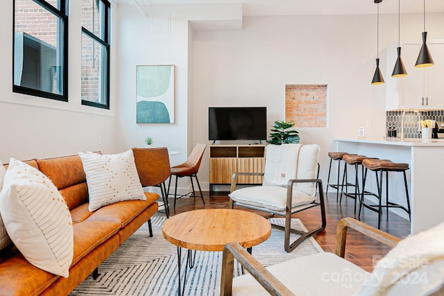 interior space with dark hardwood / wood-style flooring