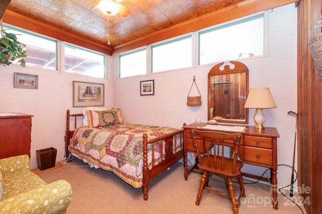 bedroom with carpet and ceiling fan