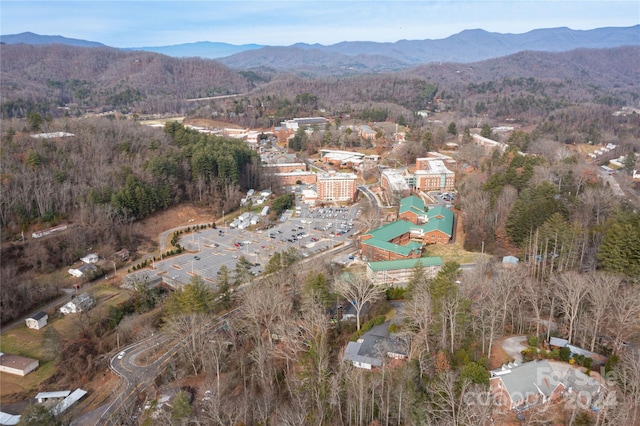 bird's eye view with a mountain view