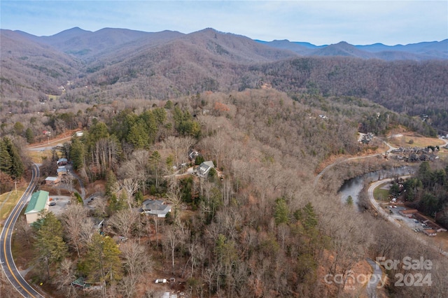 drone / aerial view with a mountain view