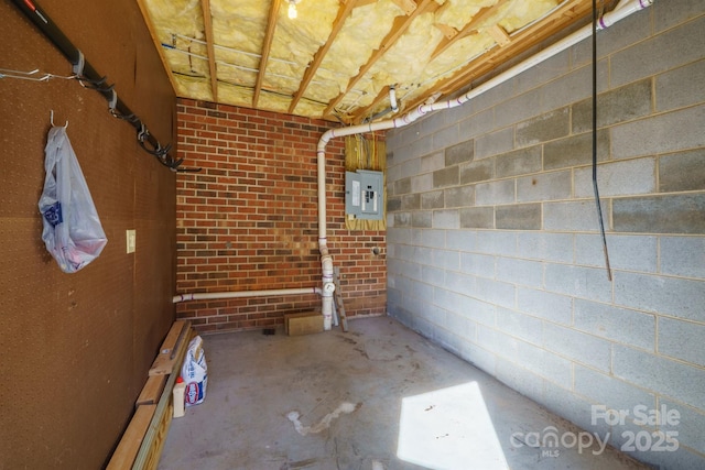 basement with electric panel