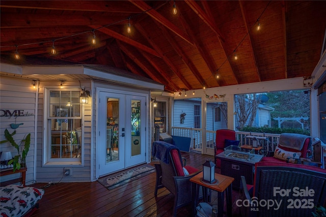 wooden deck featuring french doors