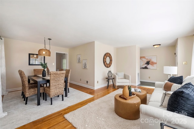 living room featuring light hardwood / wood-style flooring