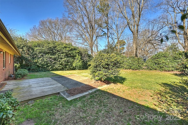 view of yard featuring a deck