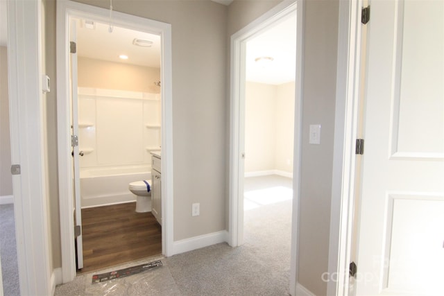 hall featuring light hardwood / wood-style floors