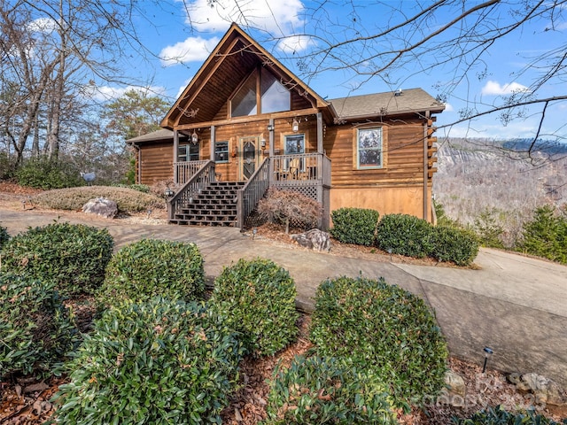 view of log-style house