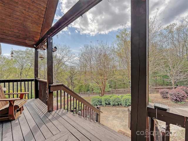 wooden deck featuring fence