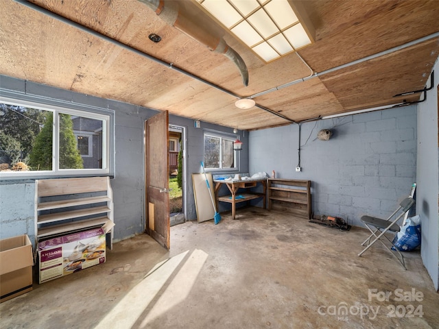 basement with a healthy amount of sunlight