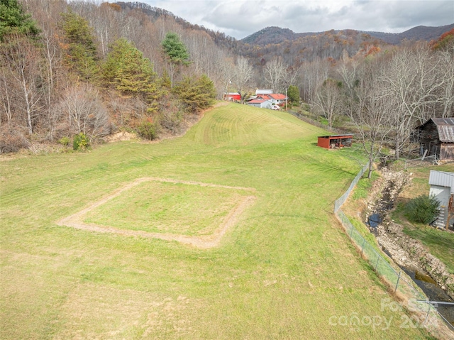 aerial view featuring a mountain view