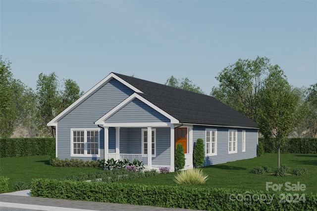 view of front facade with a porch and a front yard