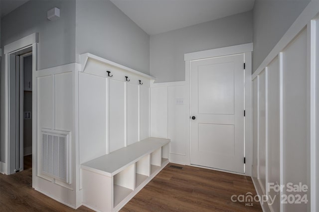 mudroom featuring dark hardwood / wood-style floors