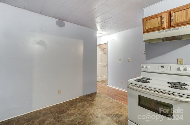 kitchen with white electric range