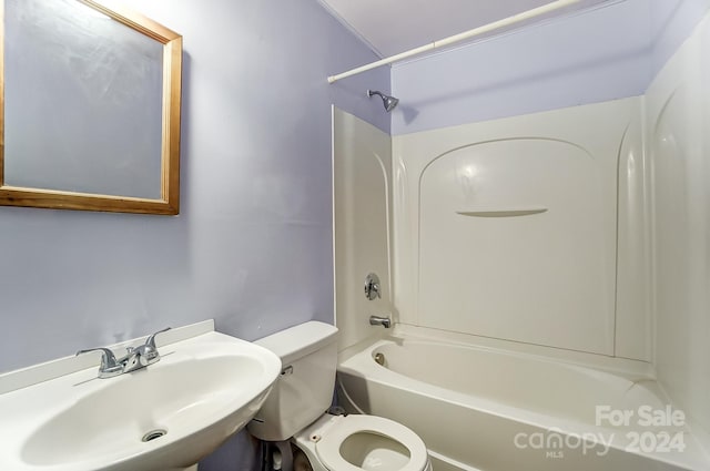 full bathroom featuring shower / tub combination, sink, and toilet