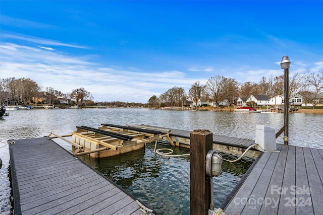 view of dock featuring a water view