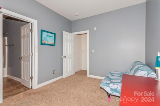 sitting room with light colored carpet