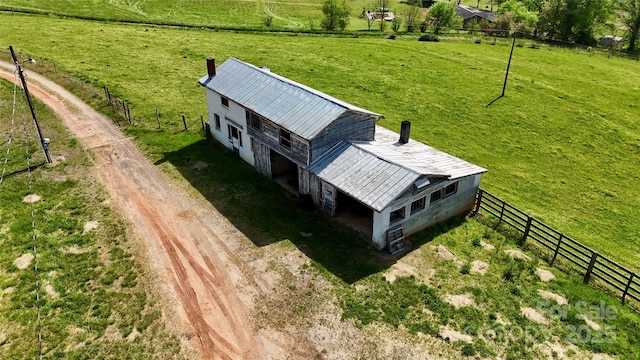 bird's eye view with a rural view