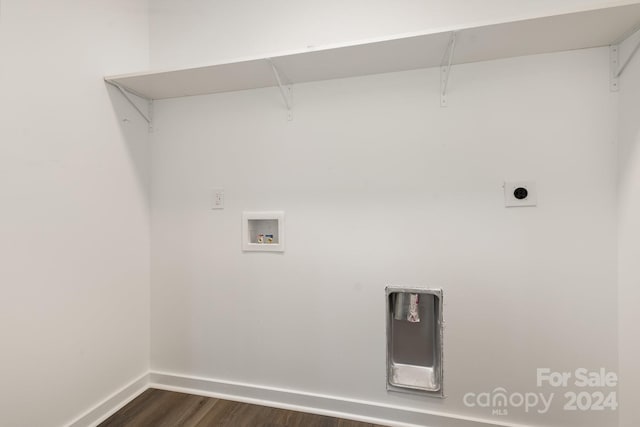 laundry area with washer hookup, electric dryer hookup, and dark hardwood / wood-style flooring