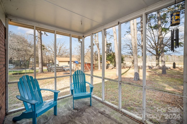 view of unfurnished sunroom