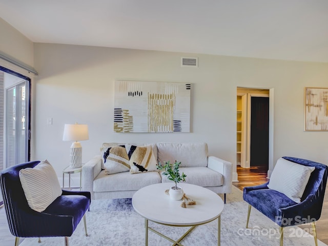 living room featuring light hardwood / wood-style floors