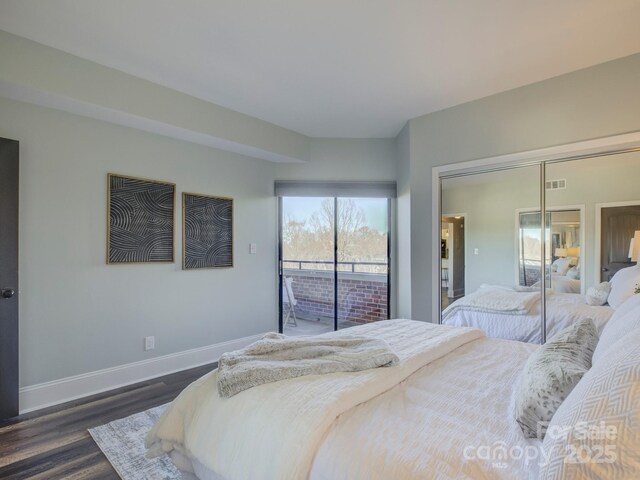 224 N Poplar St Unit 19, Charlotte, NC 28202 - bedroom with access to outside, wood finished floors, and a closet