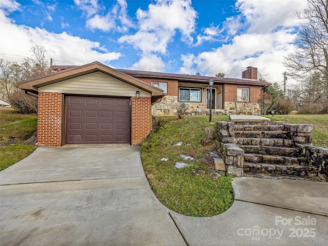 single story home with a garage