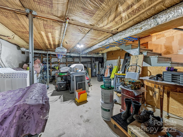 basement with water heater