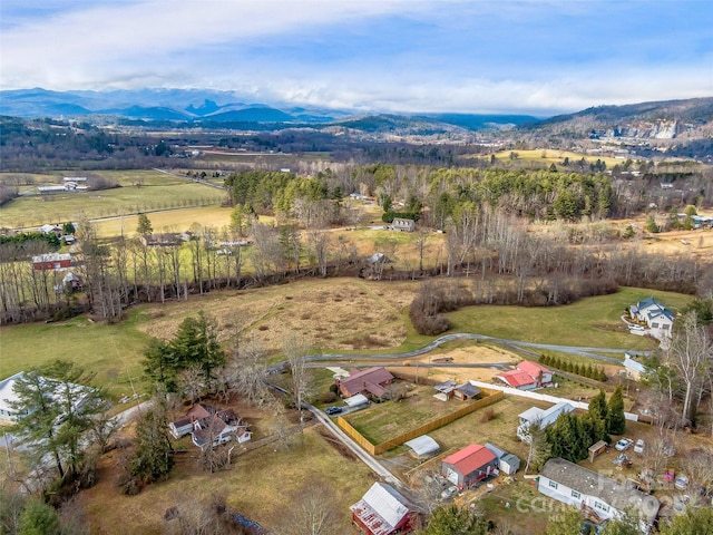 drone / aerial view with a mountain view