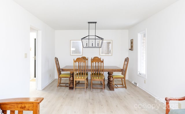 dining room with light hardwood / wood-style floors