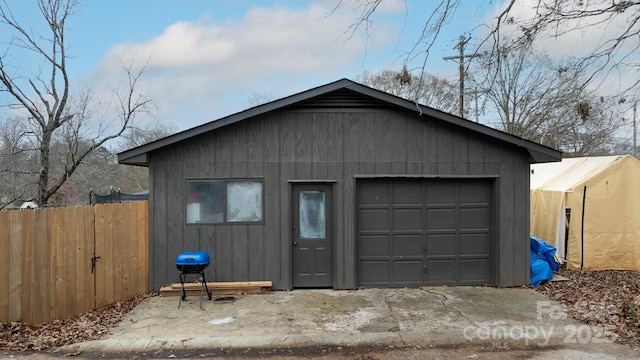 view of garage