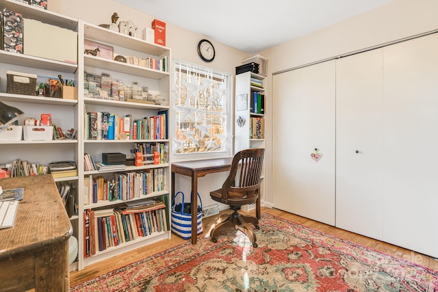 living area with light wood-type flooring