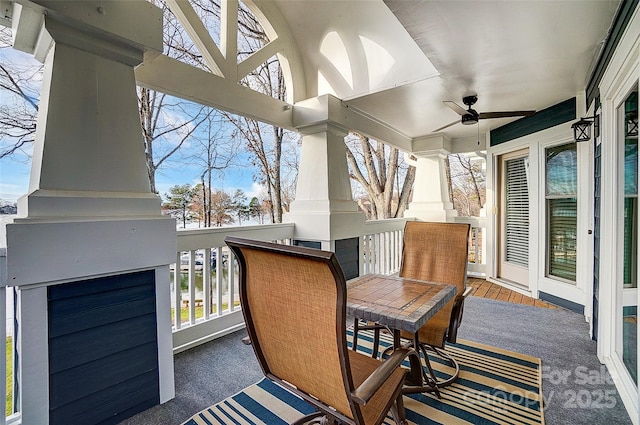 view of patio with ceiling fan