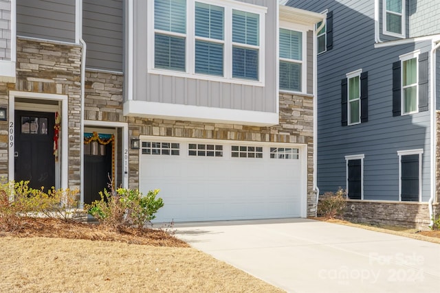 exterior space featuring a garage