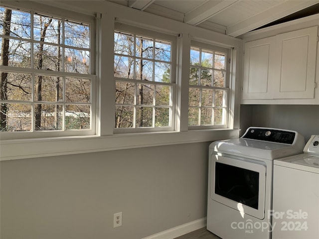 laundry room with washer and clothes dryer and cabinets