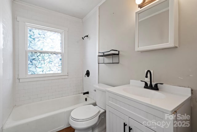 full bath with vanity, shower / bathing tub combination, and toilet